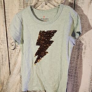 Crewcuts Kids Light Green Tee with Sequin Lightning